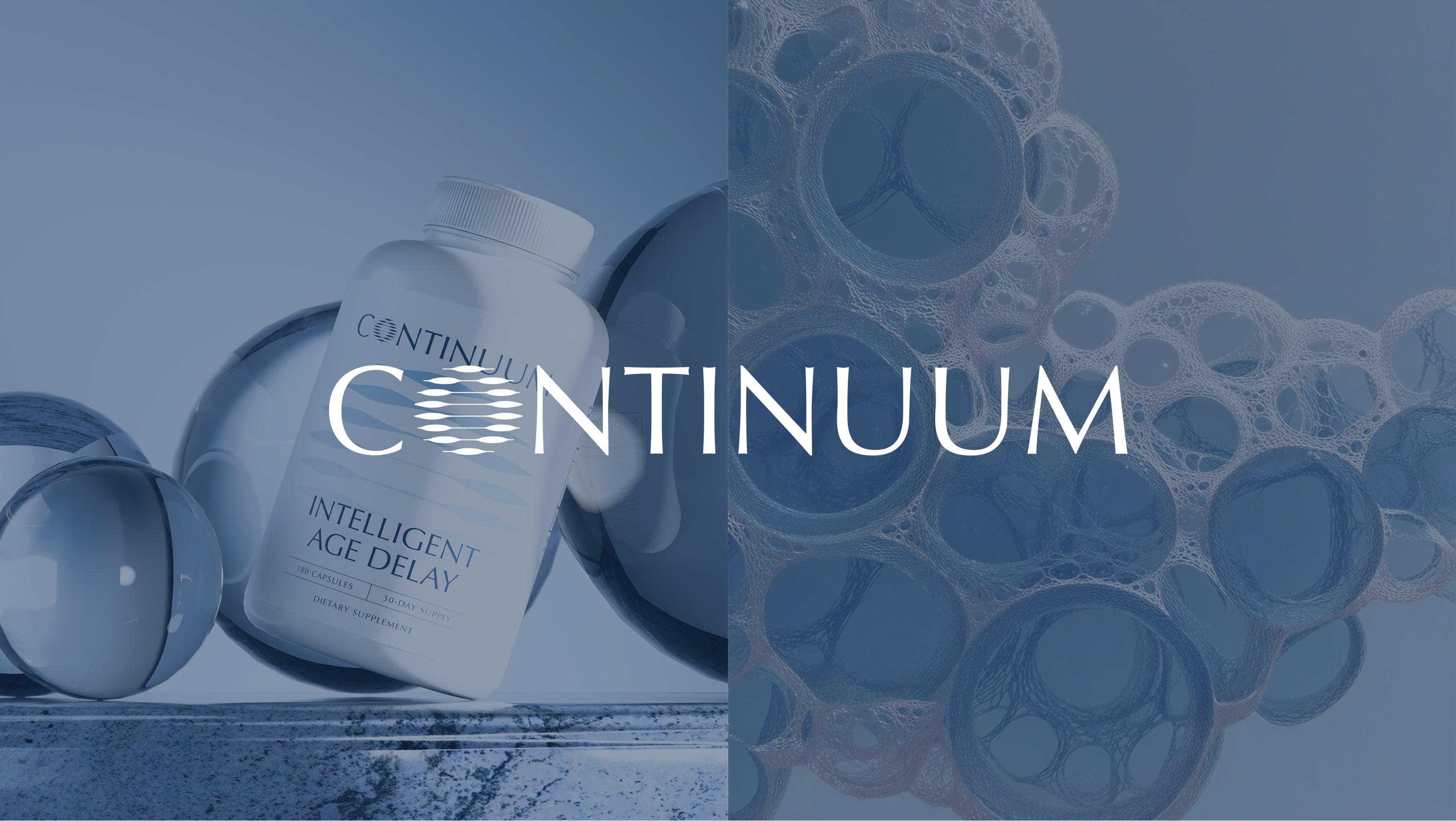 Continuum logo on a split image background.